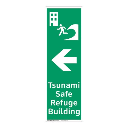 Tsunami Safe Refuge Building Sign (F1298-)|Weather Tuff Aluminum 15" X 5" |ANSI Signs|Sign for Beach, Shore Area, Public Buildings